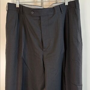 Classic Charcoal Super 100 Italian Wool Trousers. Pleated and Cuffed